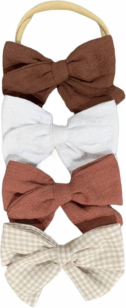 Marley Anne Me 4 Set Baby Bow Girls Headband Nylon Linen Accessories for Newborn Toddler Baby Han... | Amazon (US)