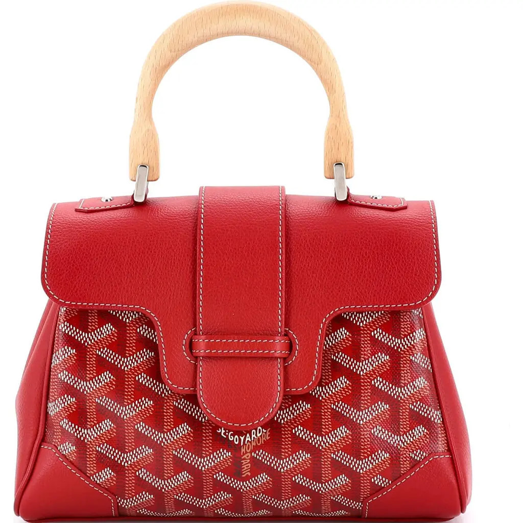 Pre-Owned Goyard Saigon Top Handle Bag Coated Canvas with Leather Mini in Red at Nordstrom, Size X-Small | Nordstrom