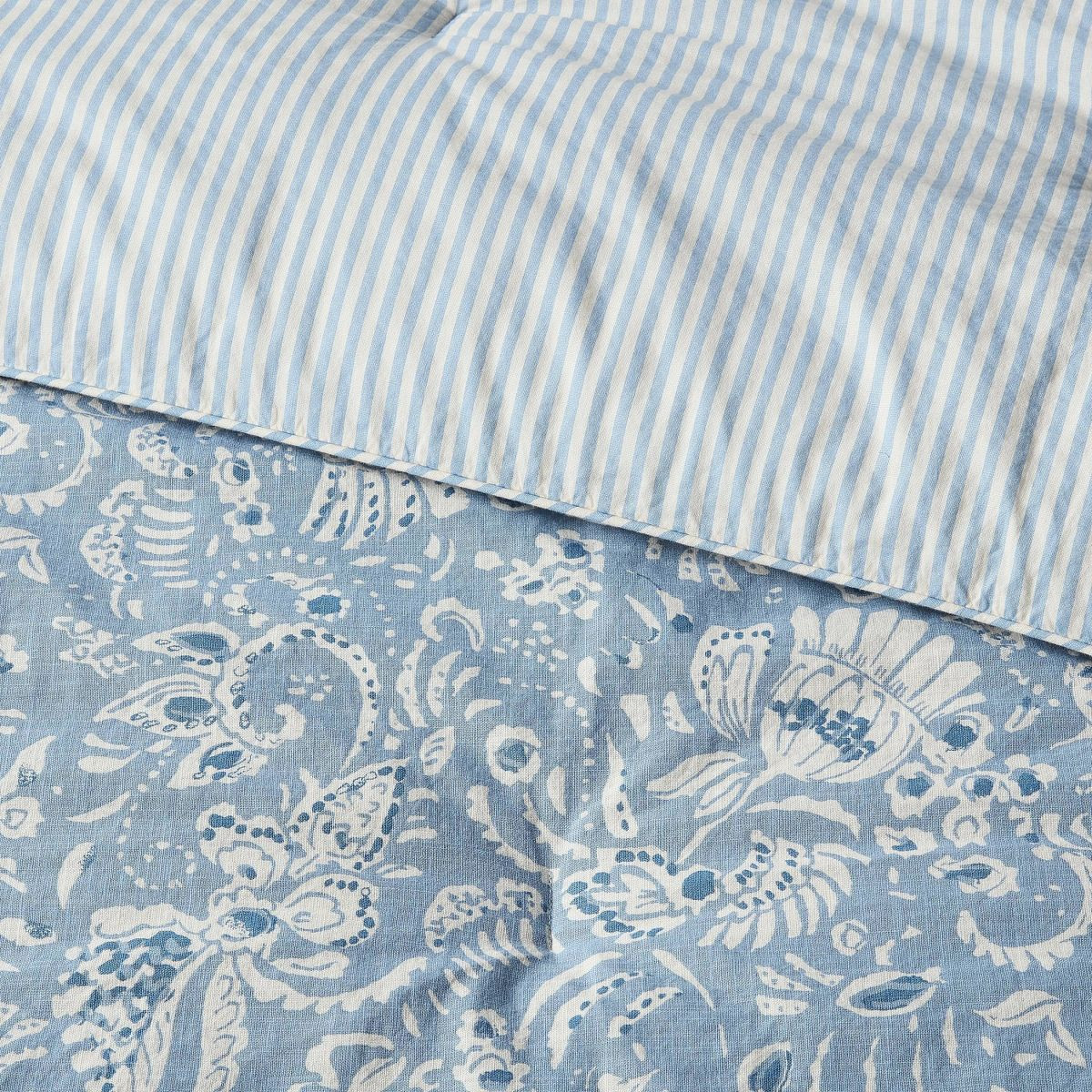King Floral Paisley Casual Textured Cotton Reversible Comforter and Shams Set Blue - Threshold™ | Target