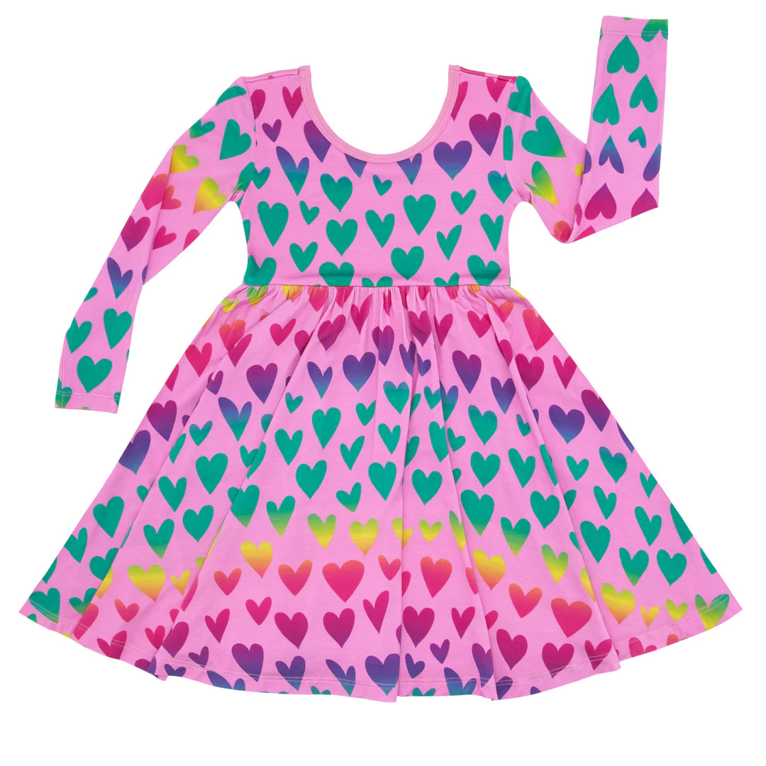 Ombré Hearts Twirl Dress | Little Sleepies