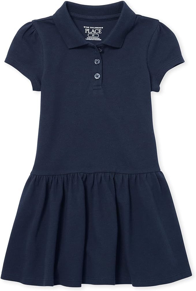 The Children's Place Baby Girls and Toddler Short Sleeve Pique Polo Dress | Amazon (US)