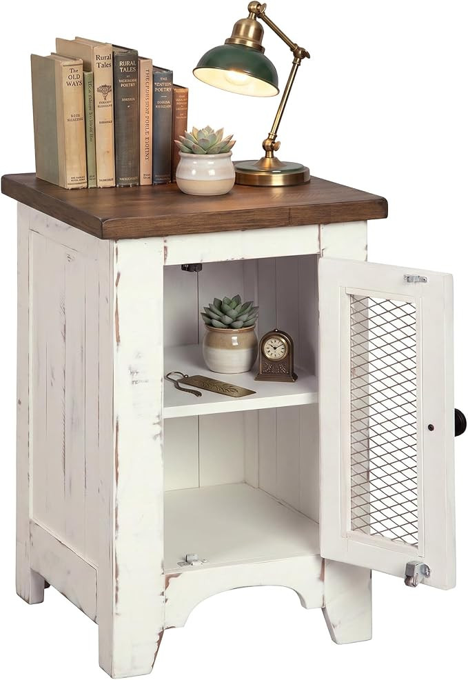 Signature Design by Ashley Wystfield Chairside End Table, Vintage White | Amazon (US)