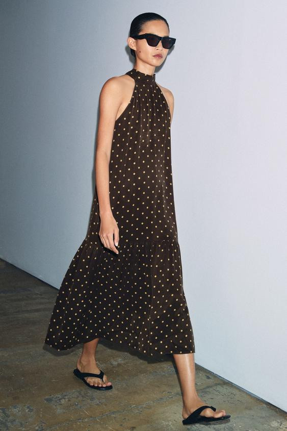 ZW COLLECTION HALTER POLKA DOT DRESS | Zara US