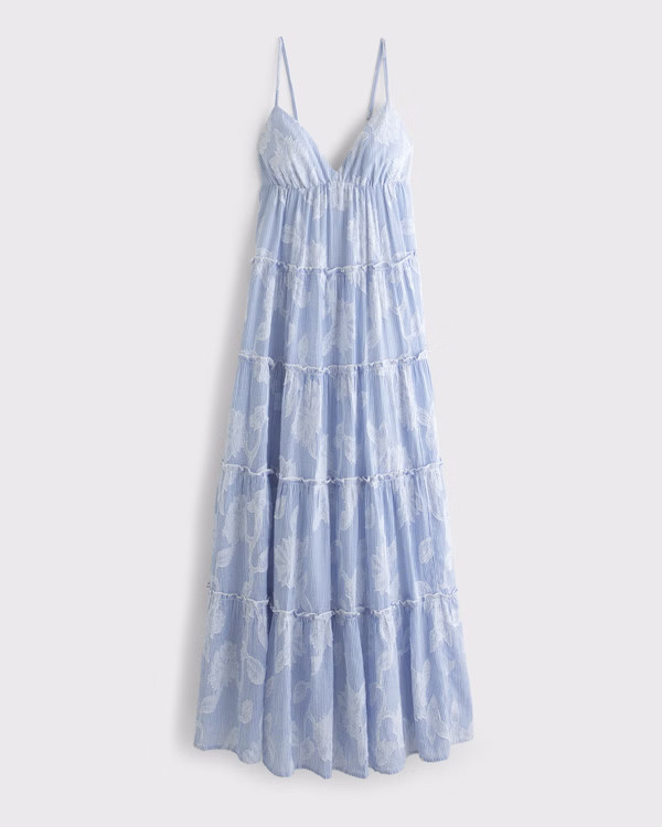 Women's Tiered Ruffle V-Neck Maxi Dress | Women's Dresses & Jumpsuits | Abercrombie.com | Abercrombie & Fitch (US)