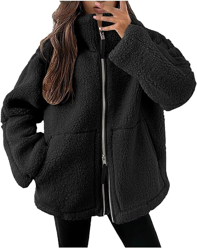 2025 Regal Women's Fleece Winter Warm with Zipper Short Bedroom Jacket without Hood Jackets Solid... | Amazon (UK)