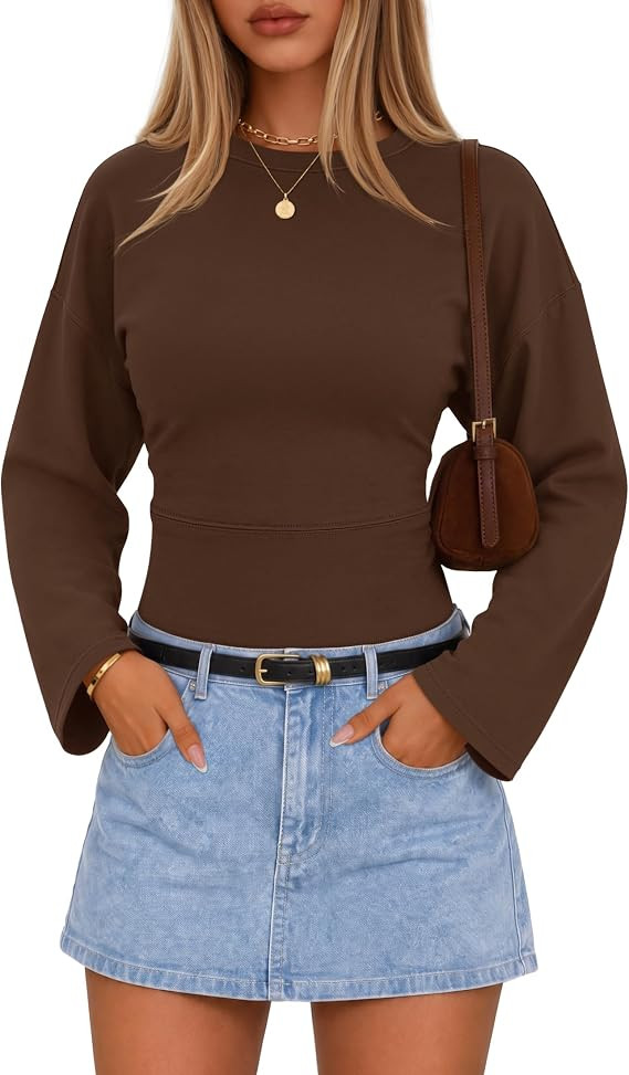 ZESICA Women's Long Sleeve Cinched Waist Tops Fall Business Casual Shirts | Amazon (US)