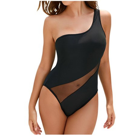 Olyvenn Rollback Women s One Piece Bodysuit Solid Color Beachwear One Shoulder Swimwear Sets Summer  | Walmart (US)