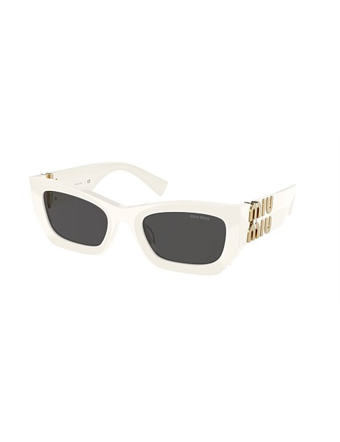 Miu Miu Rectangle White Dark Sunglasses | David Jones | David Jones (Australia & New Zealand)