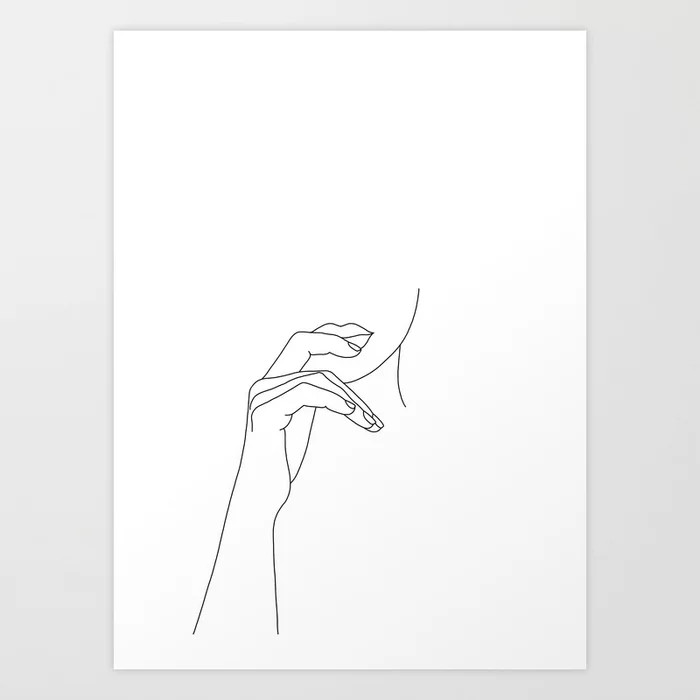 Hands line drawing illustration - Grace Art Print | Society6
