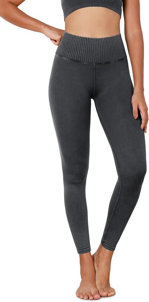 ODODOS Vintage 7/8 Length Seamless Leggings for Women Ribbed High Waist Casual Workout Gym Yoga P... | Amazon (US)