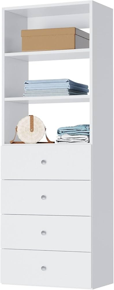 Closet Shelves Tower - Modular Closet System with Drawers (4) - Corner Closet System - Closet Org... | Amazon (US)