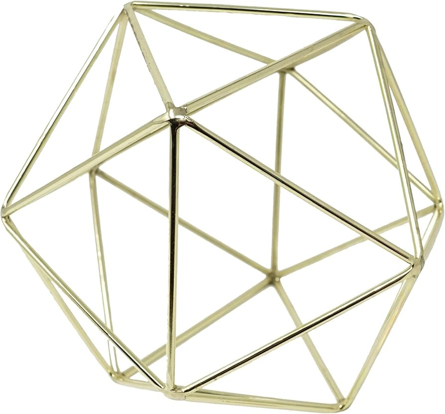 3D Geometric Himmeli Centerpiece & Hanging Ornament, Chrome Plated Metal - 6 Inch Size (Gold) | Amazon (US)