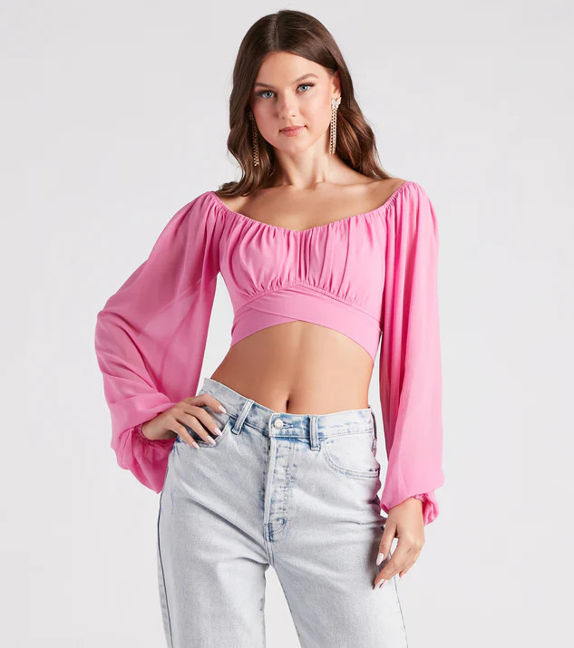 Such A Daydream Chiffon Crop Top | Windsor Stores