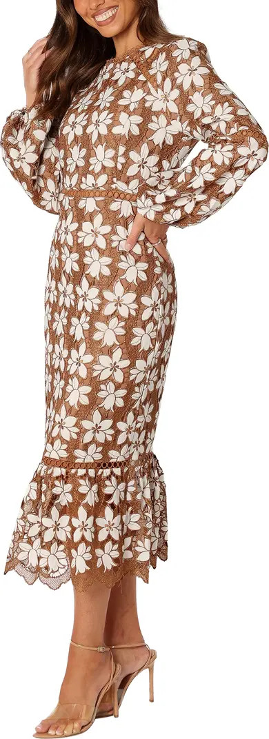 Pierre Floral Long Sleeve Lace Midi Dress | Nordstrom