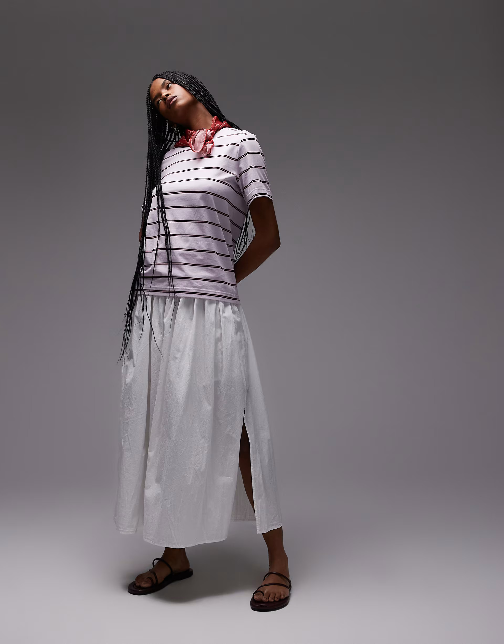 Topshop crinkle cotton laundered full skirt in ivory | ASOS (Global)