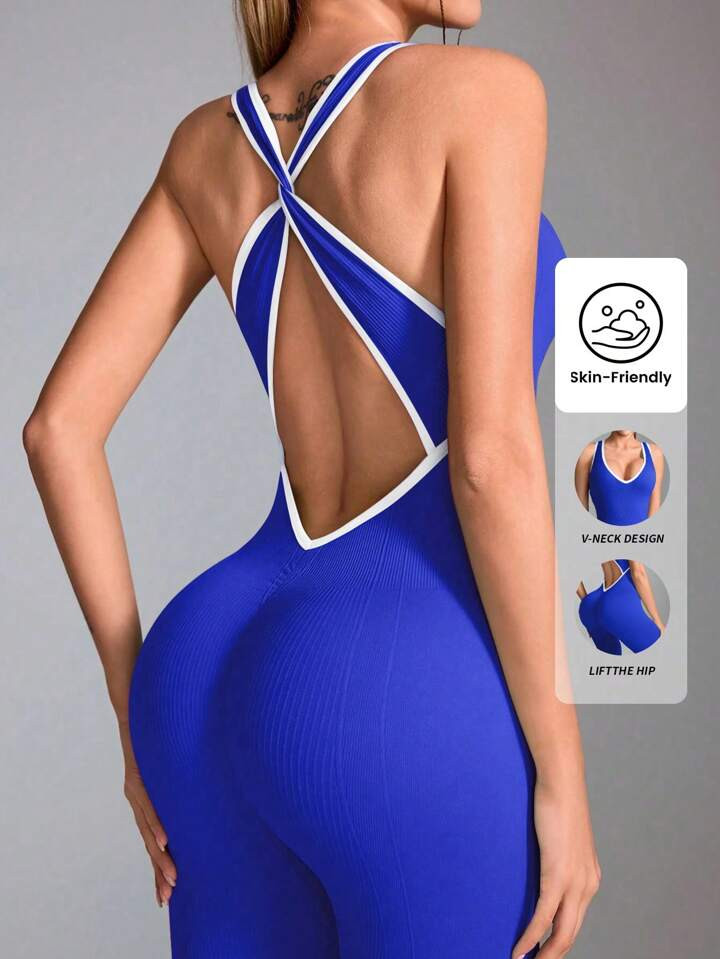 Yefecy Yoga Jumpsuit Fitness Sports Overalls Gym Clothing Set Yoga Wear Pilates Workout Clothes For Women Outfit Push-Up Activewear | SHEIN