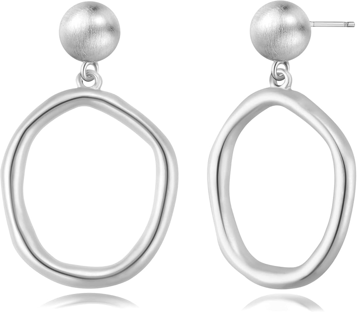 Gold Earrings for Women 14k Gold Plated Threaded Pearl Drop Earrings Hypoallergenic Dainty Baroqu... | Amazon (US)