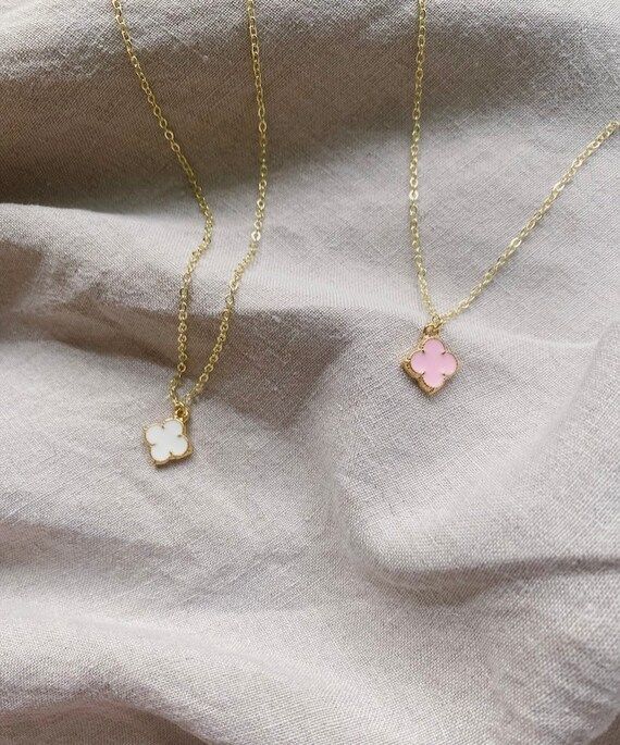 Pink or White and Preppy Quatrefoil Clover Necklace Preppy | Etsy | Etsy (US)