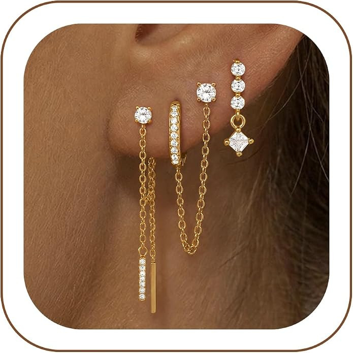 Gold Silver Dangle Earrings for Women Trendy 925 Sterling Silver Post | 14K Gold Plated,Hypoaller... | Amazon (US)