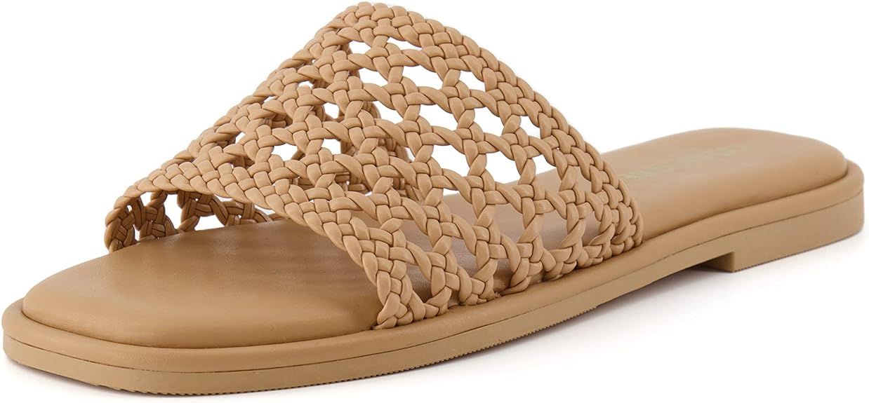 CUSHIONAIRE Women's Temptest basket weave slide sandal +Memory Foam, Wide Widths Available | Amazon (US)