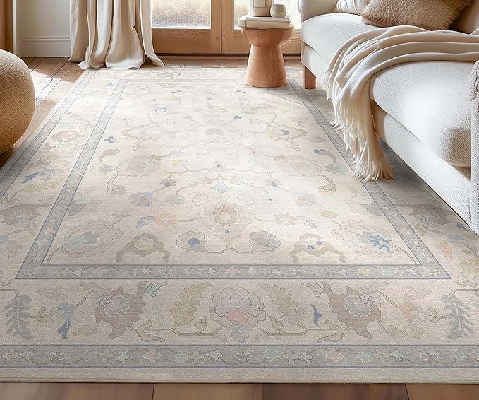 Well Woven Ushak Konya Cream 7'7" x 9'10" Area Rug for Large Living Room and Dining Room - Update... | Amazon (US)