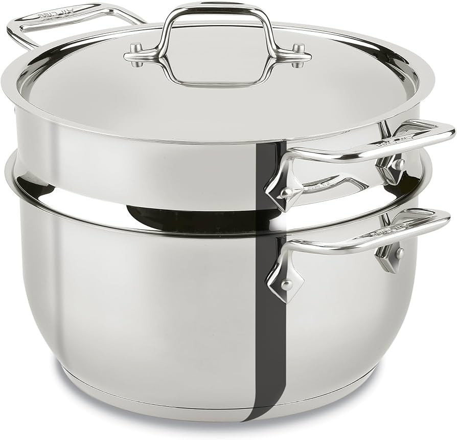 All-Clad Specialty Stainless Steel Stockpot, Multi-Pot with Strainer 3 Piece, 5 Quart Induction O... | Amazon (US)