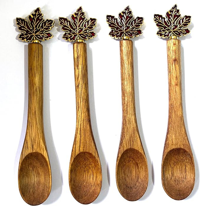 4 cucharas peque\u00f1as de madera para comer, cucharas de oto\u00f1o de colecci\u00f3n, cucharas... | Amazon (US)