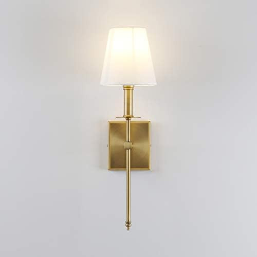 Permo Single Classic Rustic Industrial Wall Sconce Lighting Fixture with Flared White Textile Lamp S | Amazon (US)