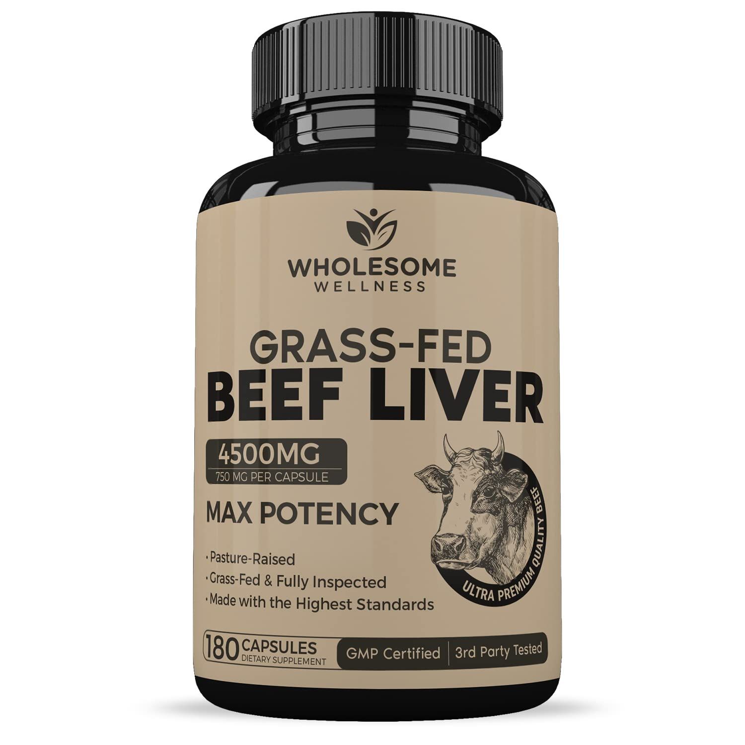 Grass Fed Desiccated Beef Liver Capsules (180 Pills, 750mg Each) - Natural Iron, Vitamin A, B12 f... | Amazon (US)