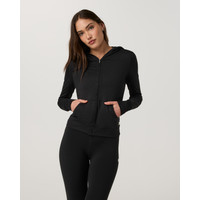 Vuori Halo Mini Full Zip Hoodie - Long | Black Heather | XXS | Vuori Clothing (US & Canada)
