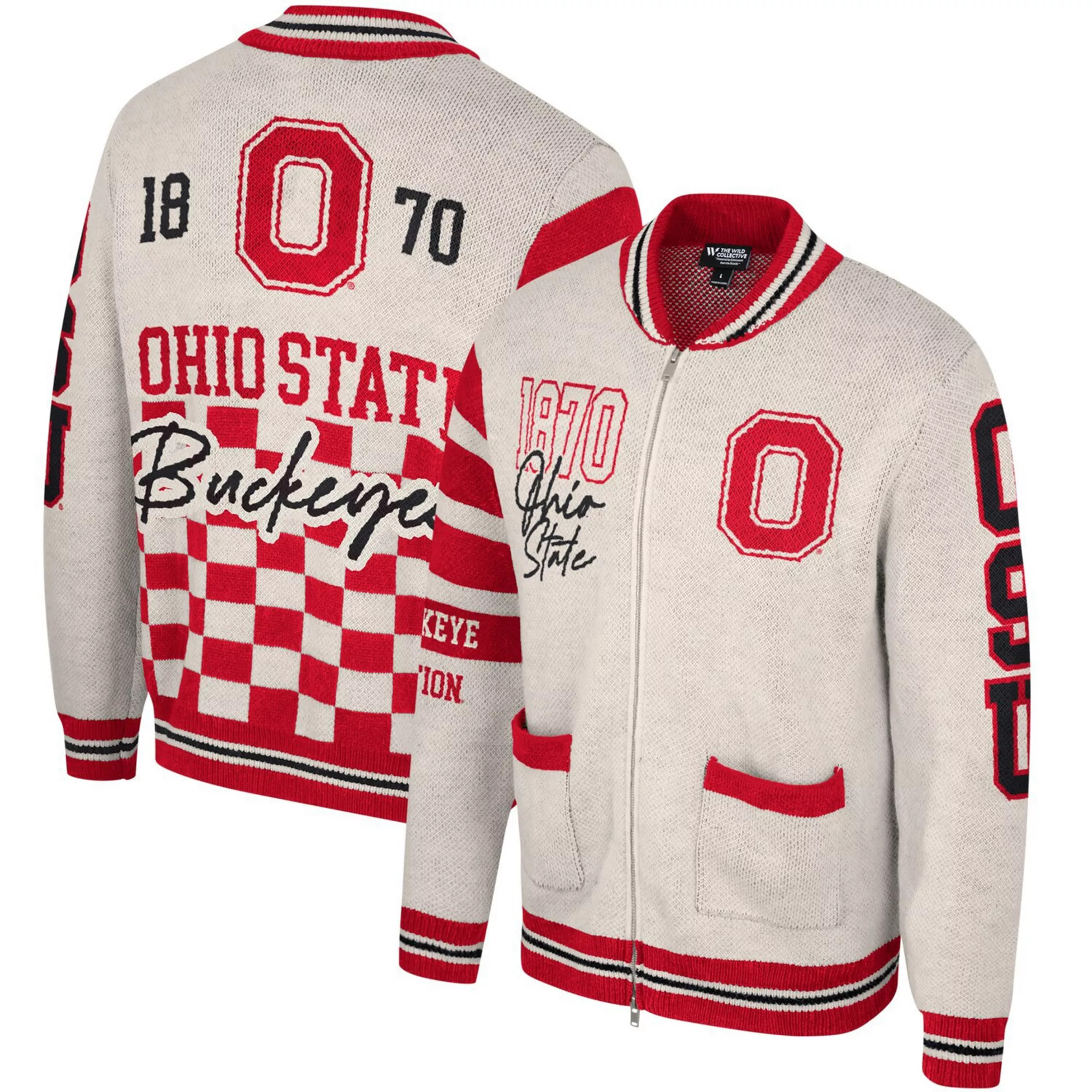 Unisex The Wild Collective Cream Ohio State Buckeyes Jacquard Full-Zip Sweater | Kohl's