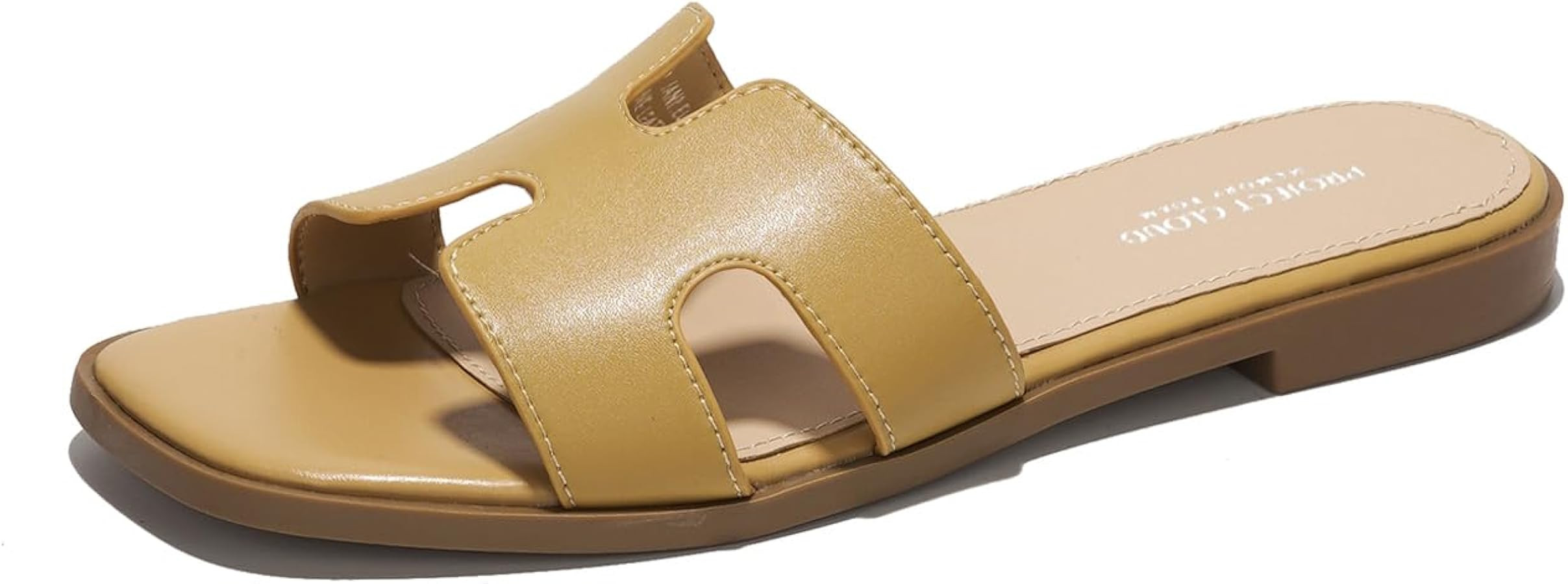 Fashion Flat Sandals for Women - Leather Womens Sandals with Memory Foam Insole - Summer Slip on ... | Amazon (US)