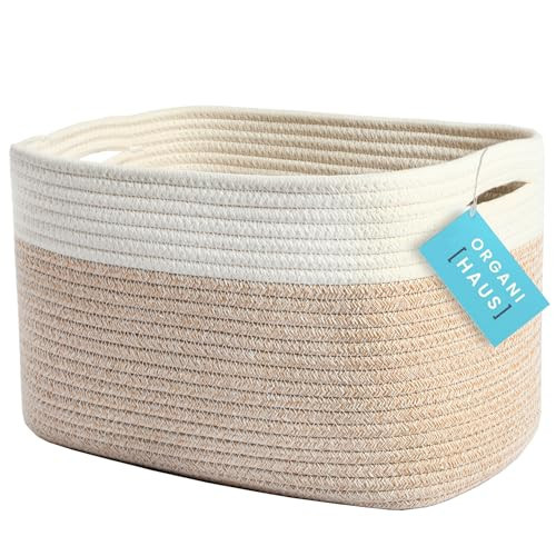 OrganiHaus Toy Storage Bins | Nursery Storage Basket | Towel Baskets for Bathroom | Woven Baskets for Storage | Decorative Baskets for Storage | Cotton Rope Baskets for Storage - Rainbow Basket | Amazon (US)