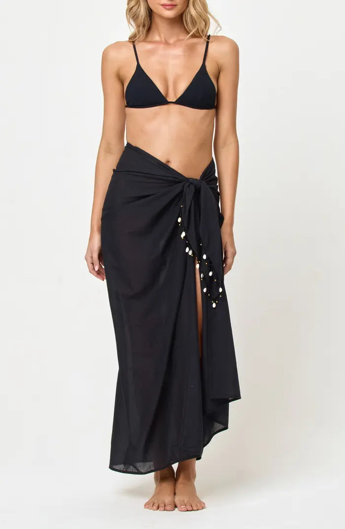 LSPACE Mika Seashell Fringe Cotton Cover-Up Sarong | Nordstrom | Nordstrom