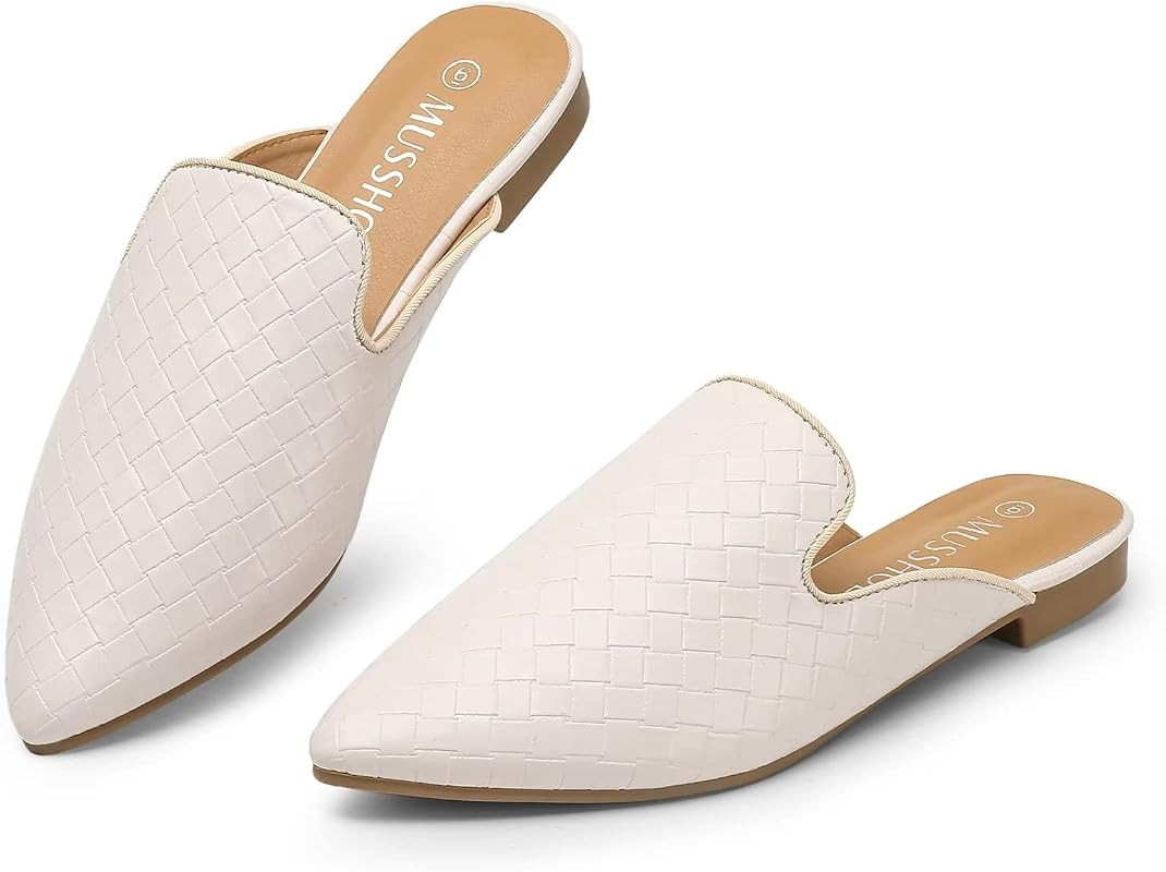 MUSSHOE Mules for Women Slip On Comfortable Pointed Toe Womens Loafers Women's Flats for Women's ... | Amazon (US)