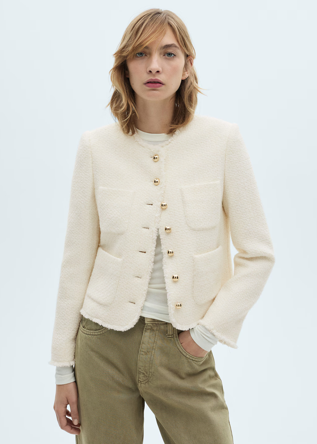 Tweed jacket with jewel buttons - Women | MANGO USA | Mango (US/MX/AU)