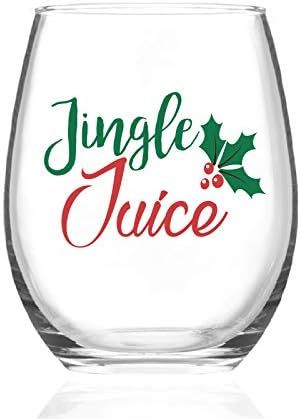 Christmas Wine Glass, Jingle Juice Stemless Wine Glass for Women, Men, Dad, Mom, Wife, Husband, Frie | Amazon (US)