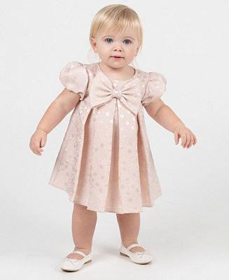 Baby Girls' Short-Sleeve Dotted Brocade Social Dress | Macy's