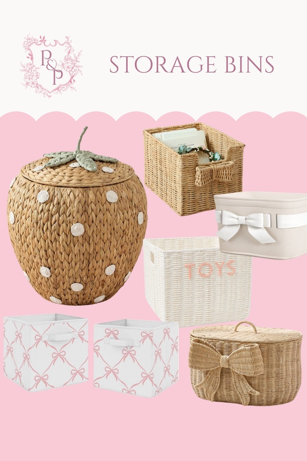 I love these girly and coquette style storage bins for your daughter‘s toys or your knickknacks at home. The strawberry basket is my favorite, but I am obsessed with all the bow options.

#LTKBaby #LTKKids #LTKHome