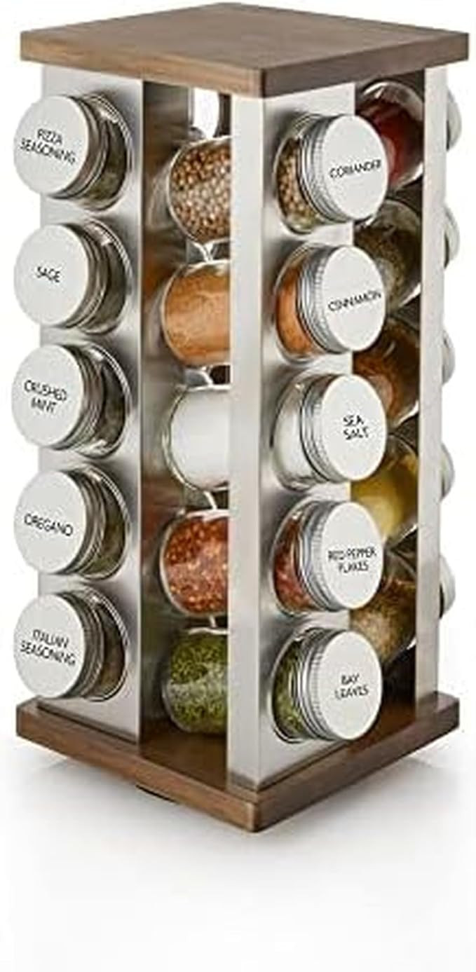 Kamenstein 20 Jar Vintage Revolving Countertop Spice Rack Organizer with Spices Included, FREE Sp... | Amazon (US)