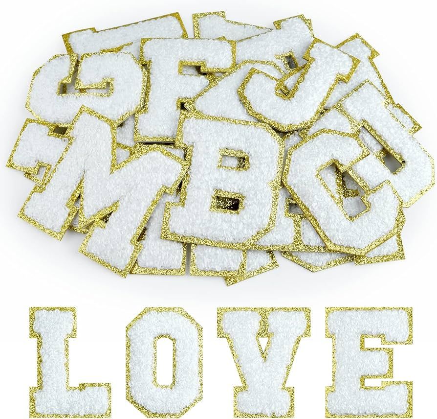 Morcheiong 26Pcs Self Adhesive Chenille Letter Patches A-Z, Iron on Letters for DIY Clothing, Fab... | Amazon (US)