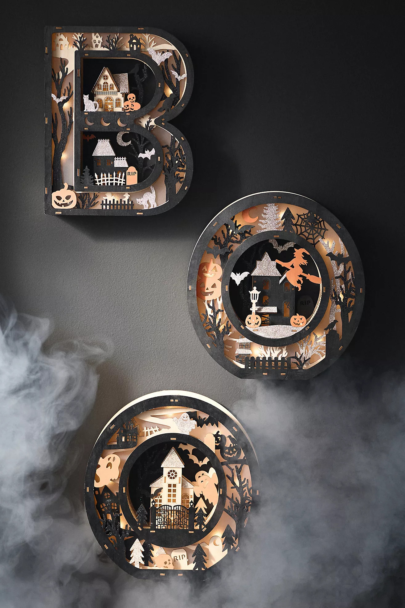 Boo Halloween Light-Up Wood Mantel Letters | Anthropologie (US)