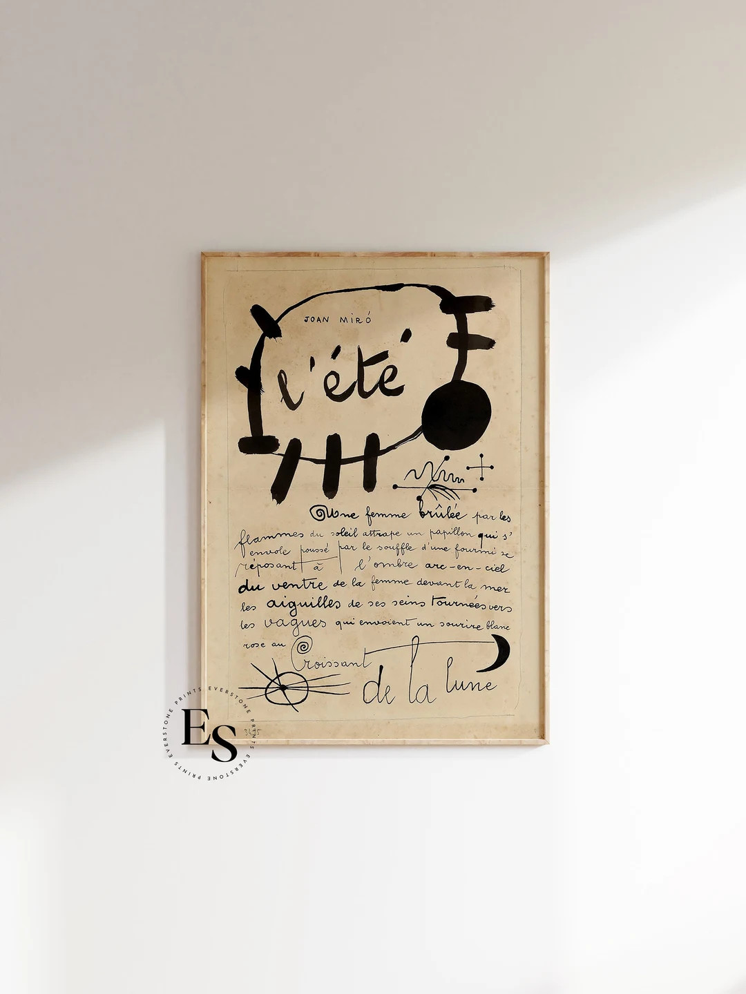 JOAN MIRO Print | Vintage L'été Exhibition Poster, Black Beige Wall Art, Modern Minimalist Abst... | Etsy (US)