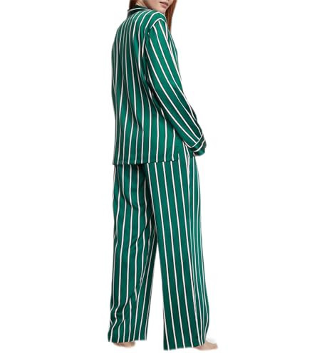 Victoria's Secret Satin Long Pajama Set, Silk Pajamas, PJ Set for Women, 2 Piece Lounge Set Silk PJs, Women's Sleepwear, Green (XS) | Amazon (US)
