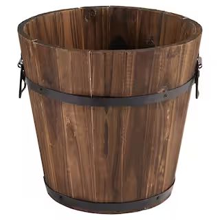 11.8 in. x 11.8 in. Burnt Wood Bucket Barrel | The Home Depot