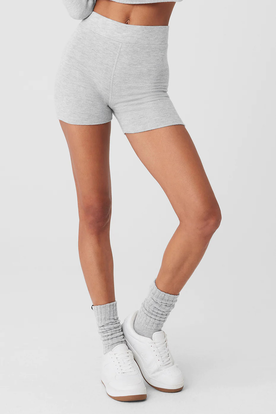 Alo Yoga� | Alolux High-Waist Me Time Short in Athletic Heather Grey, Size: Small | Alo Yoga (US)