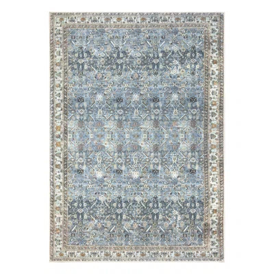 Machine Washable Area Rug - Blue / Beige Rug for Living Room, Bedroom, Dining Room, Kitchen - Ferri | Wayfair North America