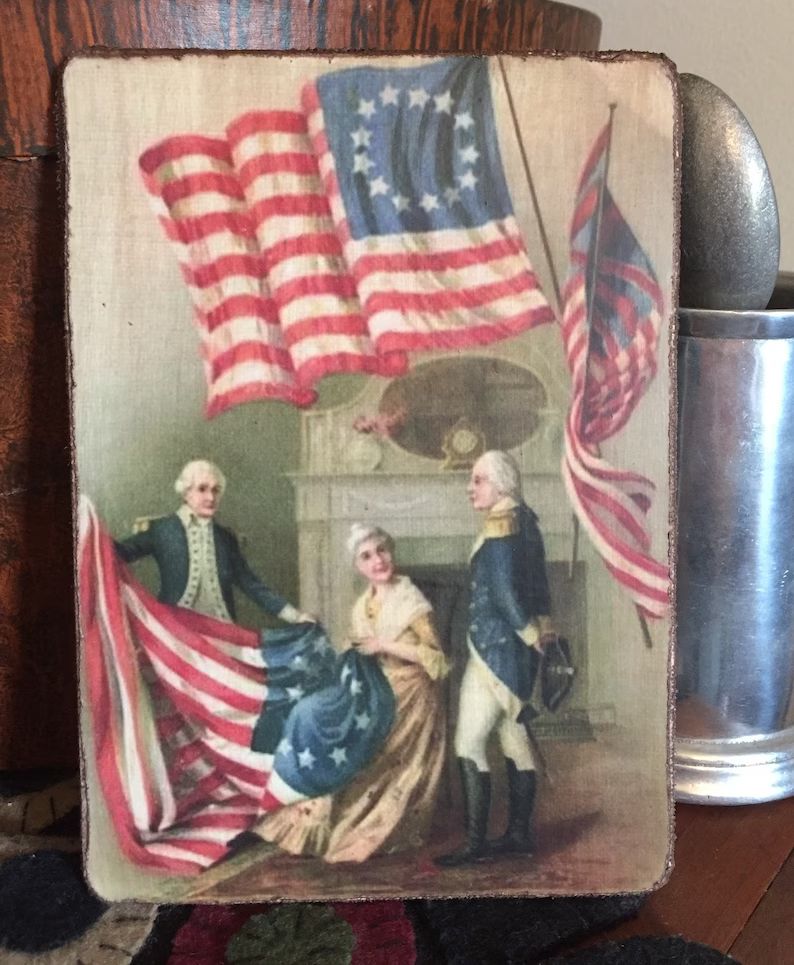 Handmade Independence Day Antique Reproduction Colonial Primitive Patriotic Betsy Ross &George Wa... | Etsy (US)