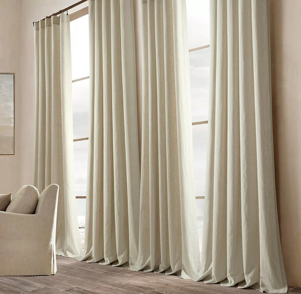 Belgian Flax Prewashed Linen Rich Cotton Blend Window Curtain Panel | Lush Decor