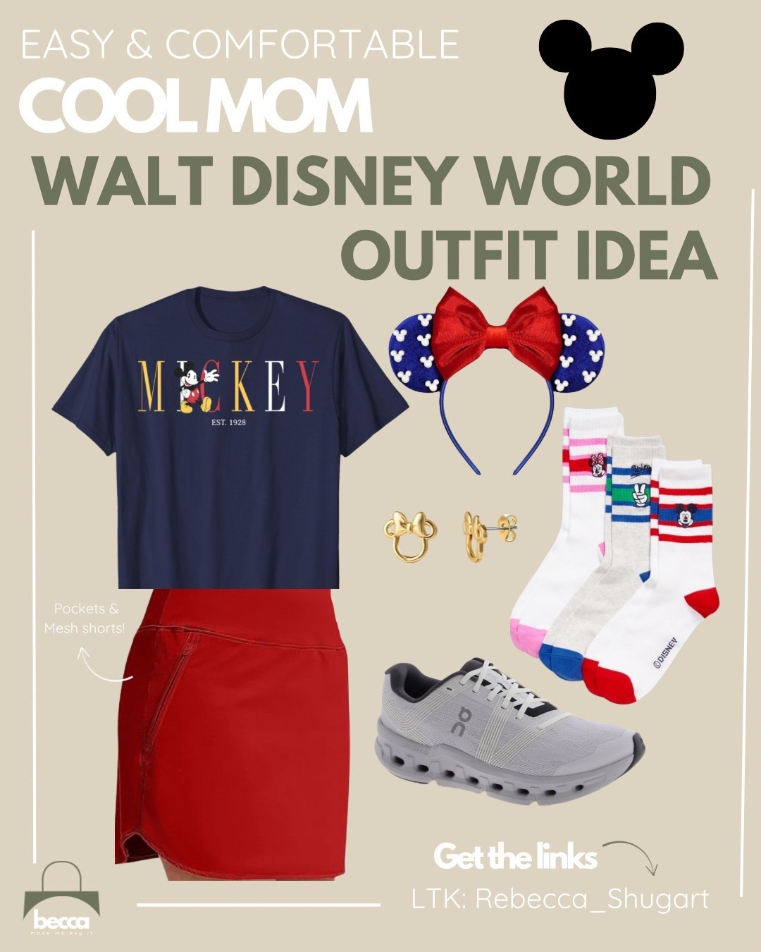Looking for the perfect Disney mom outfit that’s cool, comfortable, and cute for those hot Florida park days? This easy and stylish Walt Disney World outfit idea for moms is everything you need for a full day at Magic Kingdom or EPCOT! 🏰 From a breathable Mickey tee and red skort with pockets and mesh shorts (yes, it's mom-friendly!) to the cutest Minnie ears and supportive walking shoes — this look is both practical and park-ready.

This outfit is great for summer, spring, or any warm Disney trip. Whether you're chasing toddlers or strolling with your teens, you'll stay stylish, cool, and comfy all day long. 

#LTKTravel #LTKActive #LTKFamily